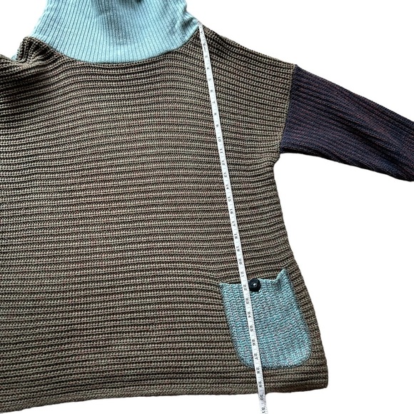 Margaret Winters color block sweater cowl neck color block reversible tunic XL - Picture 9 of 9